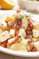 Potato salad with cheese and bacon
