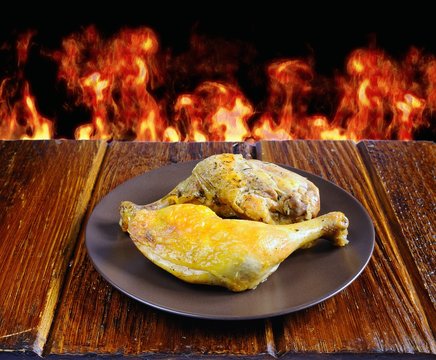 Pollo en la barbacoa.