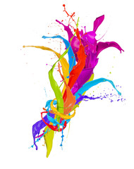 Obraz na płótnie Canvas Kolorowy bukiet plamy farby na białym tle