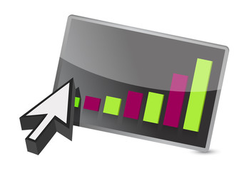 colorful business graph and cursor illustration