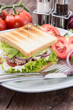 Tuna Sandwich on a plate