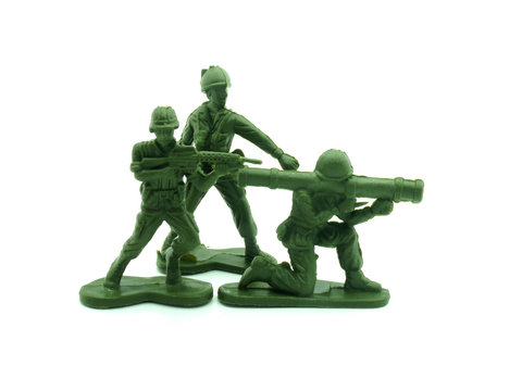 plastic toy soldiers close up