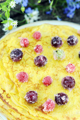 Delicious homemade pancakes with berries