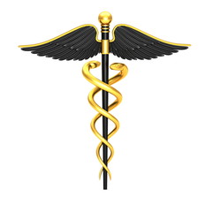 Caduceus medical symbol isolated on a white background