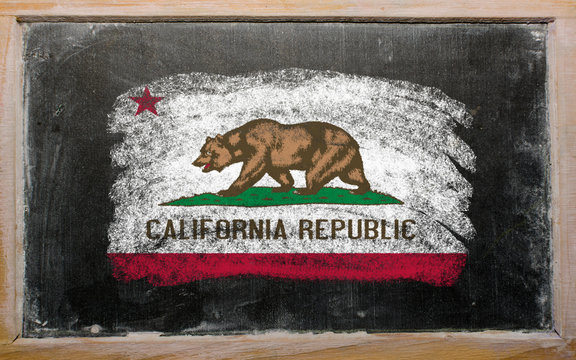 flag of US state of california on blackboard painted with chalk