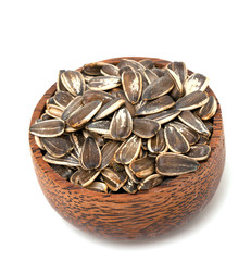 sunflower seed in a wooden bowl