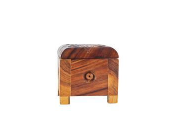 a wooden box for female ornaments and jewelry