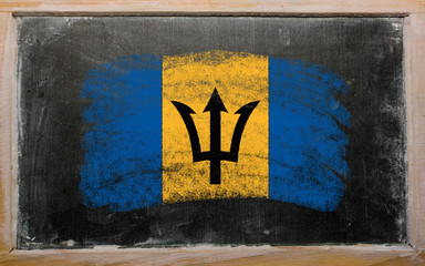 flag of Barbados on blackboard painted with chalk
