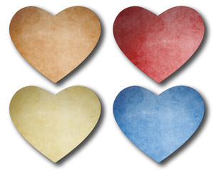 Heart paper note stick on the white background