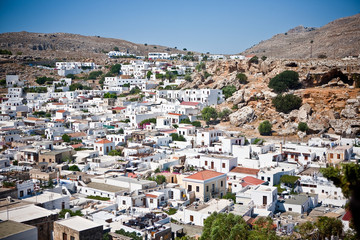 Panoramic view of Lindos Rhodes Island, Greece