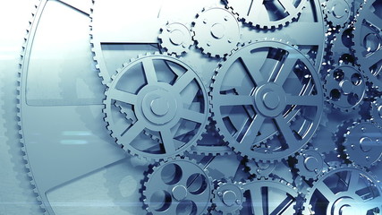 Metal Gears rotating in looped animation. HD 1080. - Powered by Adobe