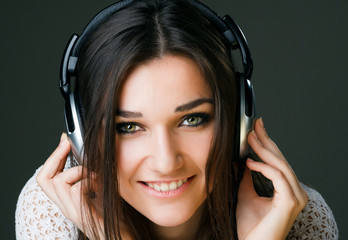 beautiful girl in headphones