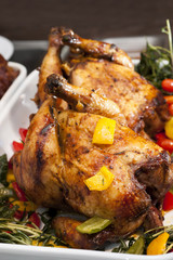 Two roast chicken