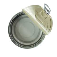 Top view of opened can isolated on white