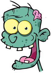 Happy Zombie Head Cartoon Character
