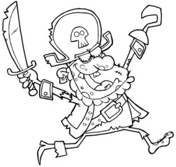 Outlined Pirate Zombie