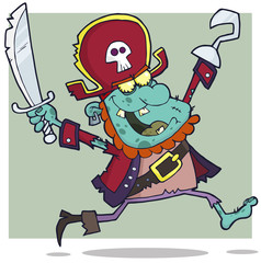 Pirate Zombie With A Cutlass Cartoon Character