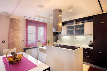 Dining room and kitchen