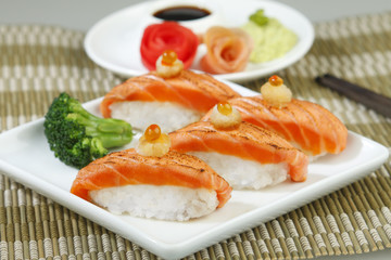 Salmon Japanese sushi maki food