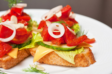 Toast with vegetables