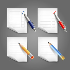Pen and pencil icon set