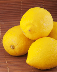 lemons wooden background