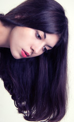 Obraz premium Beautiful Brunette Girl. Healthy Long Hair
