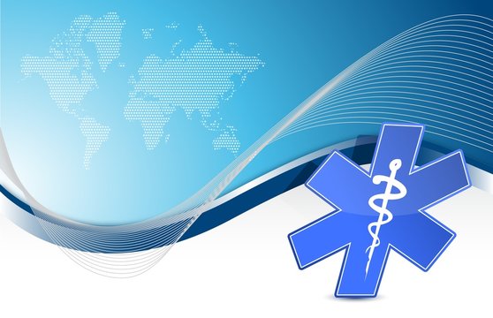 Medical symbol blue wave background illustration