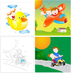 Obraz na płótnie Canvas Kids Playing Vector Illustrations