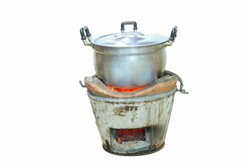 Cooking stove with a pot