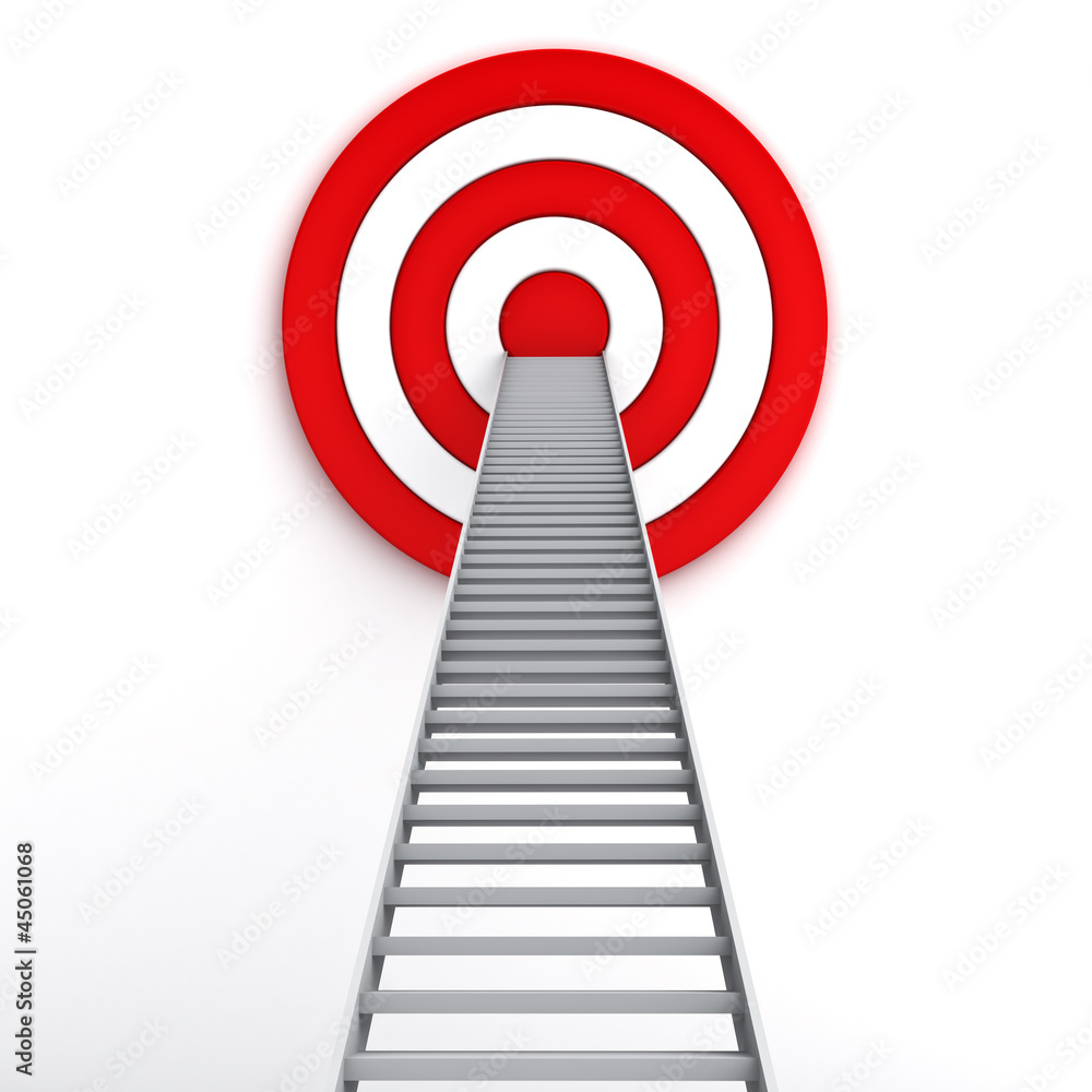 Poster ladder to the center of the red target on white background