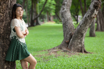 portrait cute girl in park