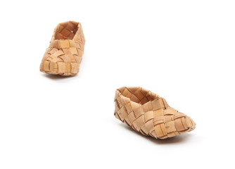 bast, ancient russian shoes, isolated on white