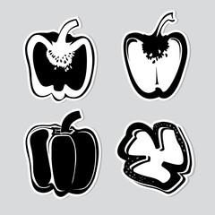 Set of vector decorative peppers