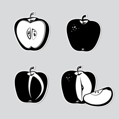 Set of vector decorative apple