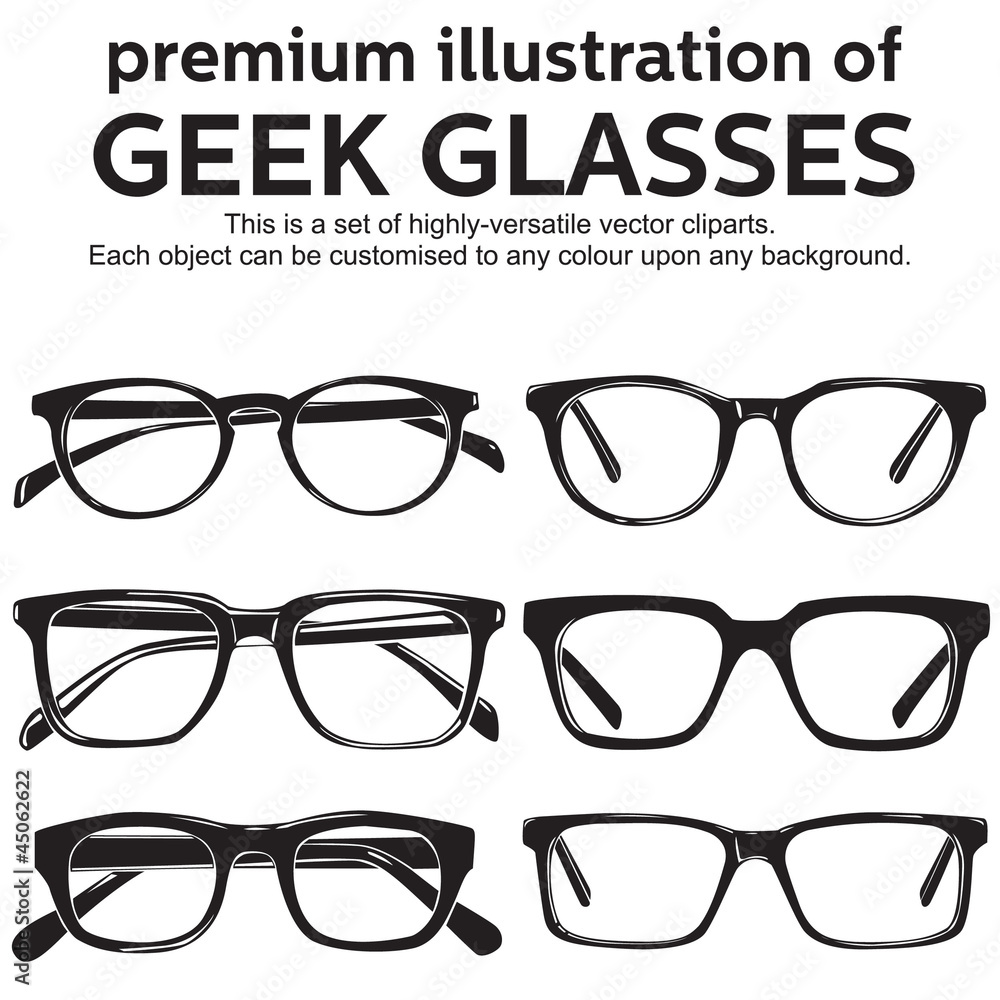 Wall mural metal framed geek glasses vintage style clipart