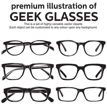 metal framed geek glasses vintage style clipart