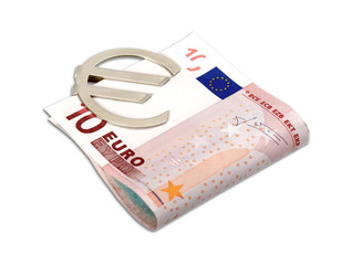 Euro banknotes with clip