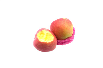 Apple wrapped sponge isolated on a white background.