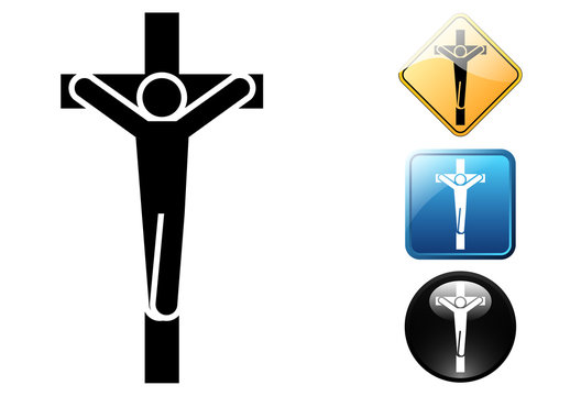 Crucifix pictogram and icons