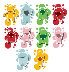 Crédence de cuisine en verre imprimé Créatures Collection de monstres colorés mignons, vecteur
