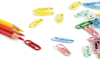 colored pencils and clips