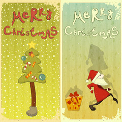 Retro Set of Christmas card