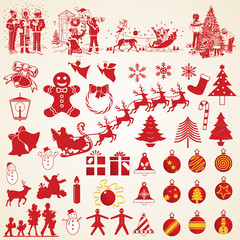Christmas silhouettes vector, icons pack, christmas elements