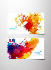 Set of abstract colorful splash gift cards.