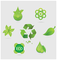 eco symbols and emblems set green color