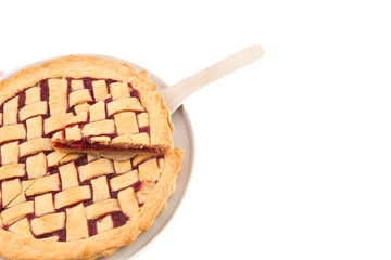 homemade raspberry pie on a plate