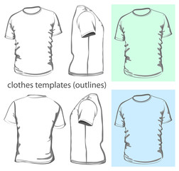 Vector. Men's t-shirt design template. Outline