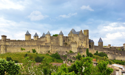 beautiful view of old town of Carcassone in France