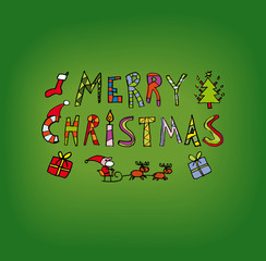 Weihnachtskarte Kinderschrift Merry Christmas © guukaa